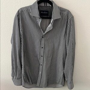Black and White Striped Men's Shirt by Robert Graham